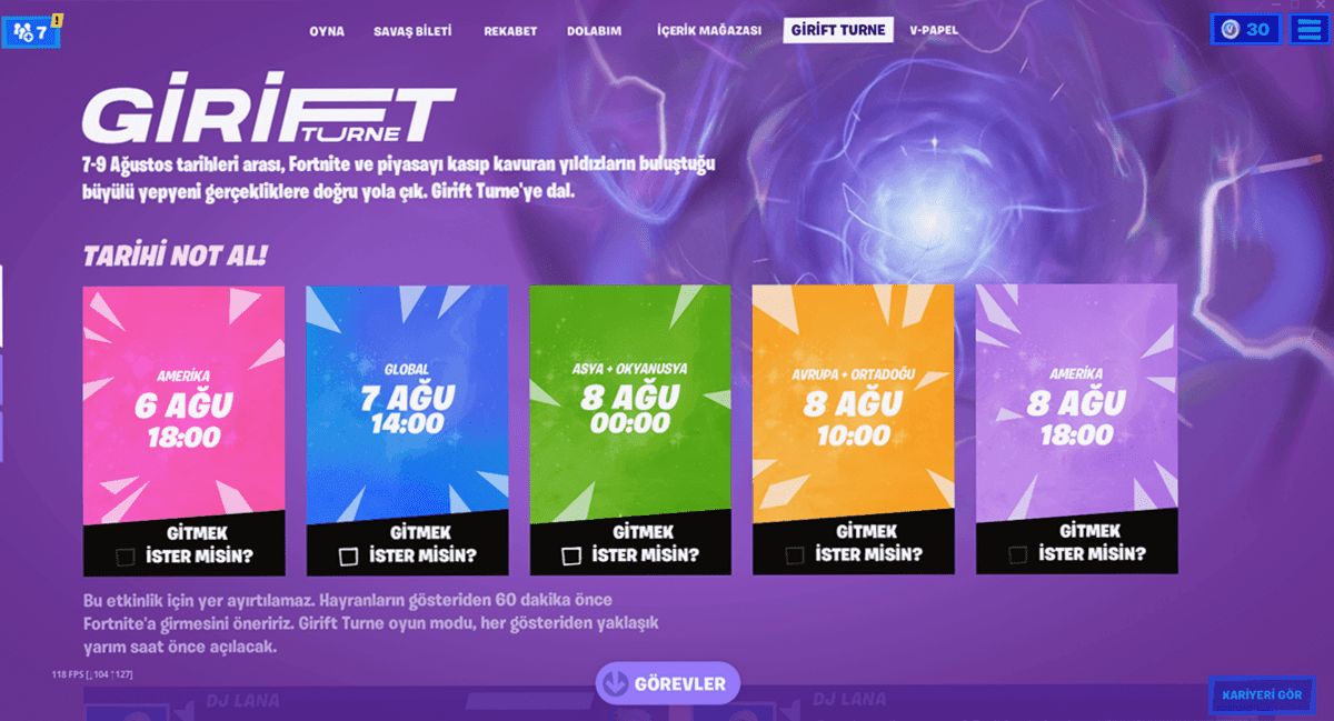 Fortnite Girift Turne