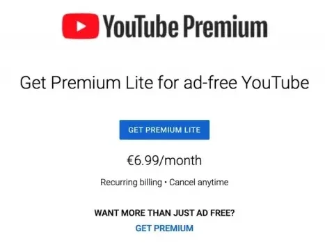 youtube premium lite